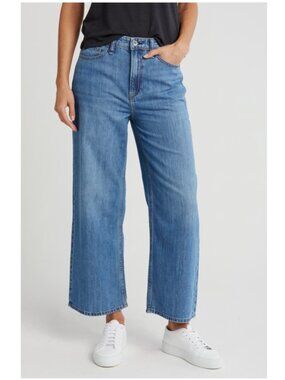 Rag & Bone Lori Mid Rise Crop Wide Leg Jeans Medium Wash Size 34